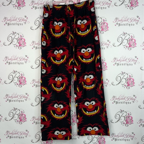 Disney Other - Disney pj bottoms muppets fleece warm cozy soft Black and Red Pajama Pants